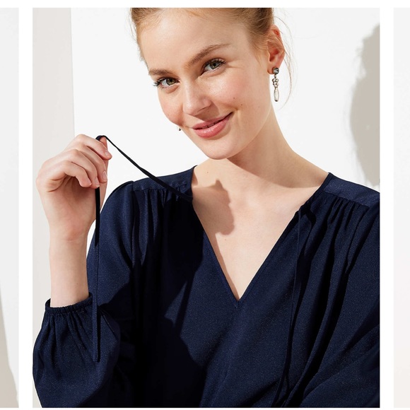 Loft Split Neck Ruffle Blouse - Picture 3 of 4